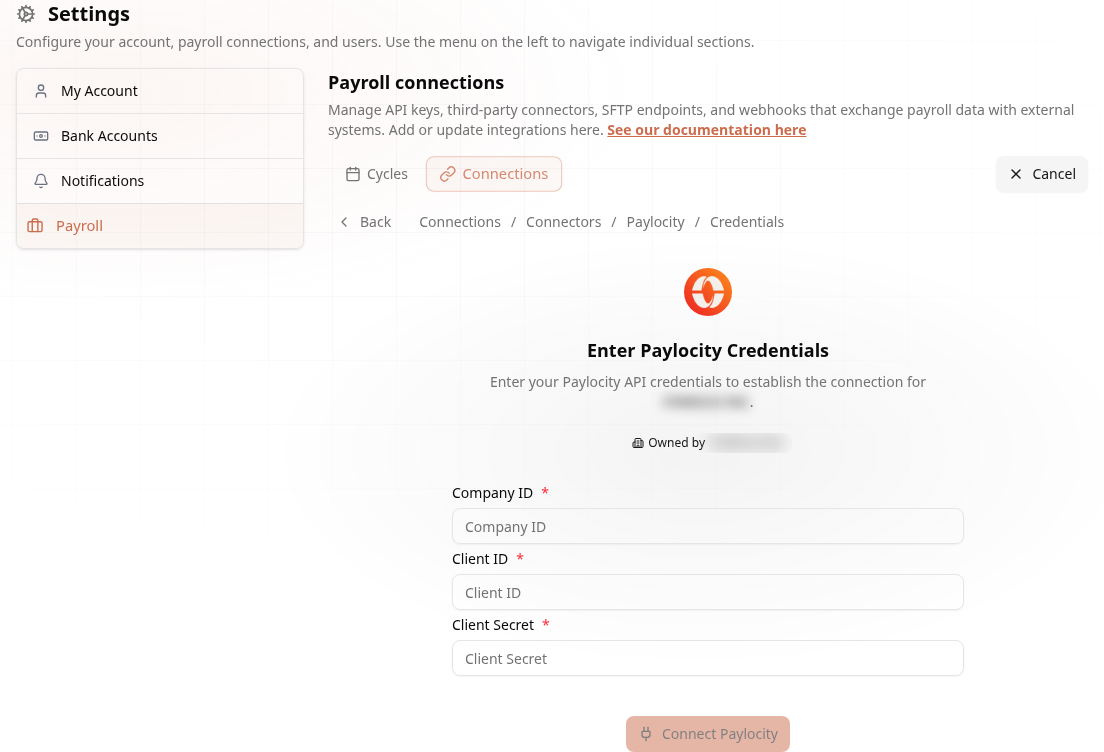 Enter Paylocity credentials
