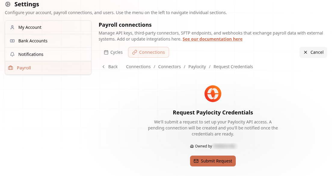 Request Paylocity credentials