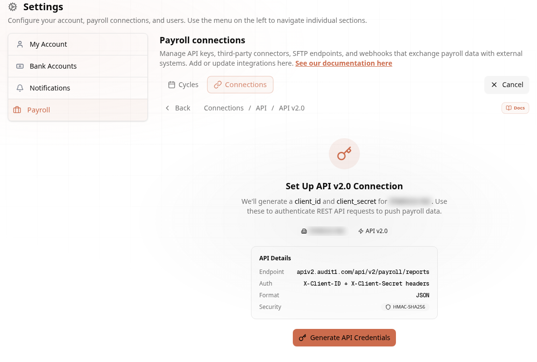 Set up API v2.0 connection