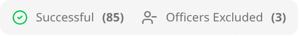 Tabs showing Successful rows and an Officers Excluded tab
