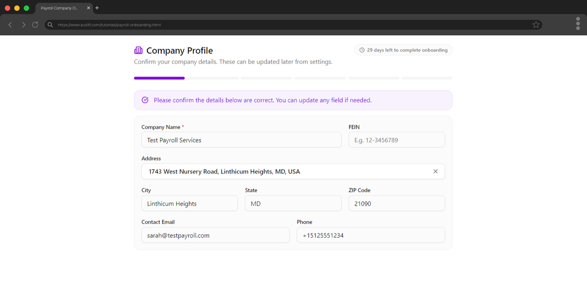 Company profile step
