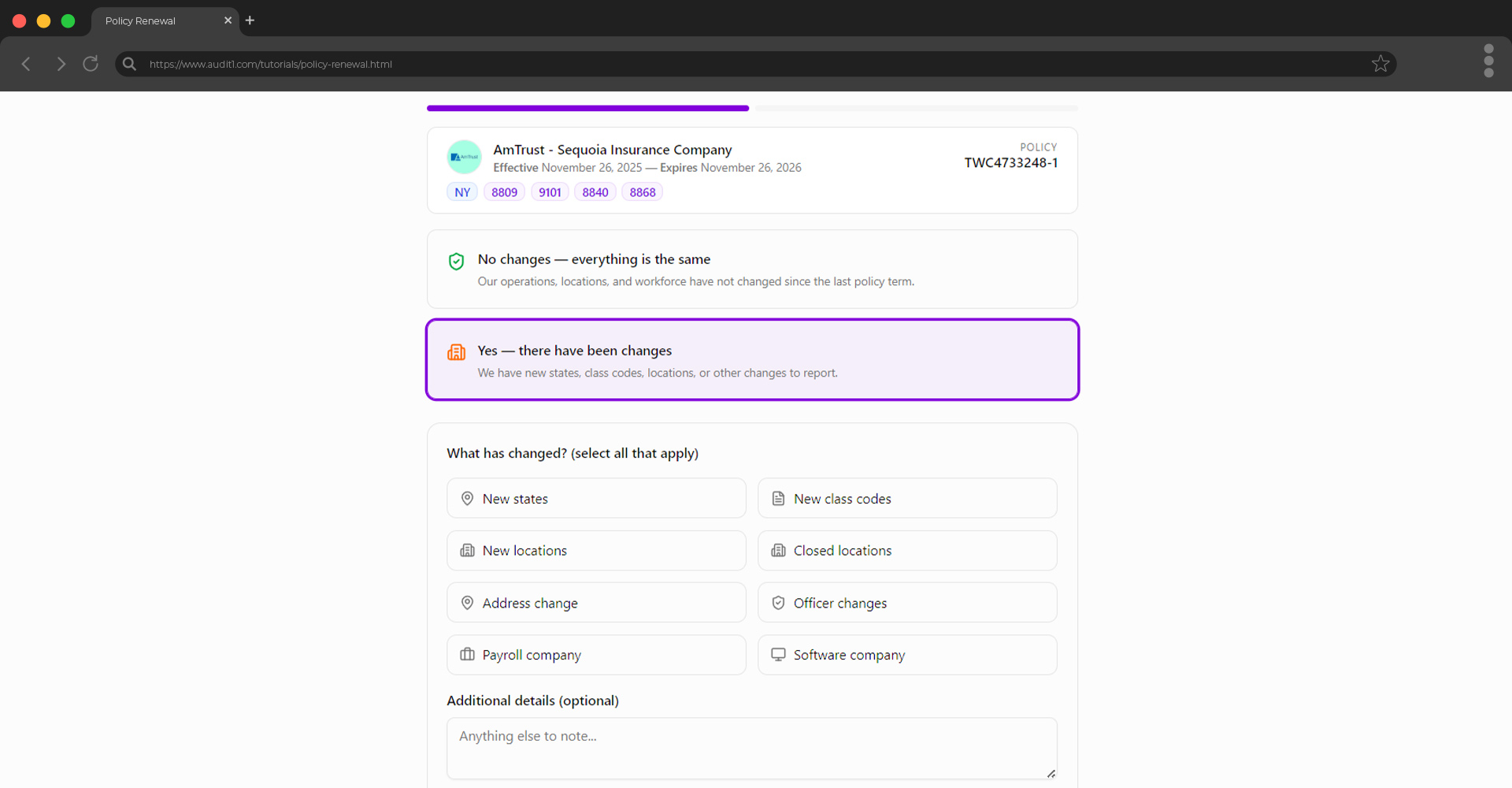 Change type selector grid