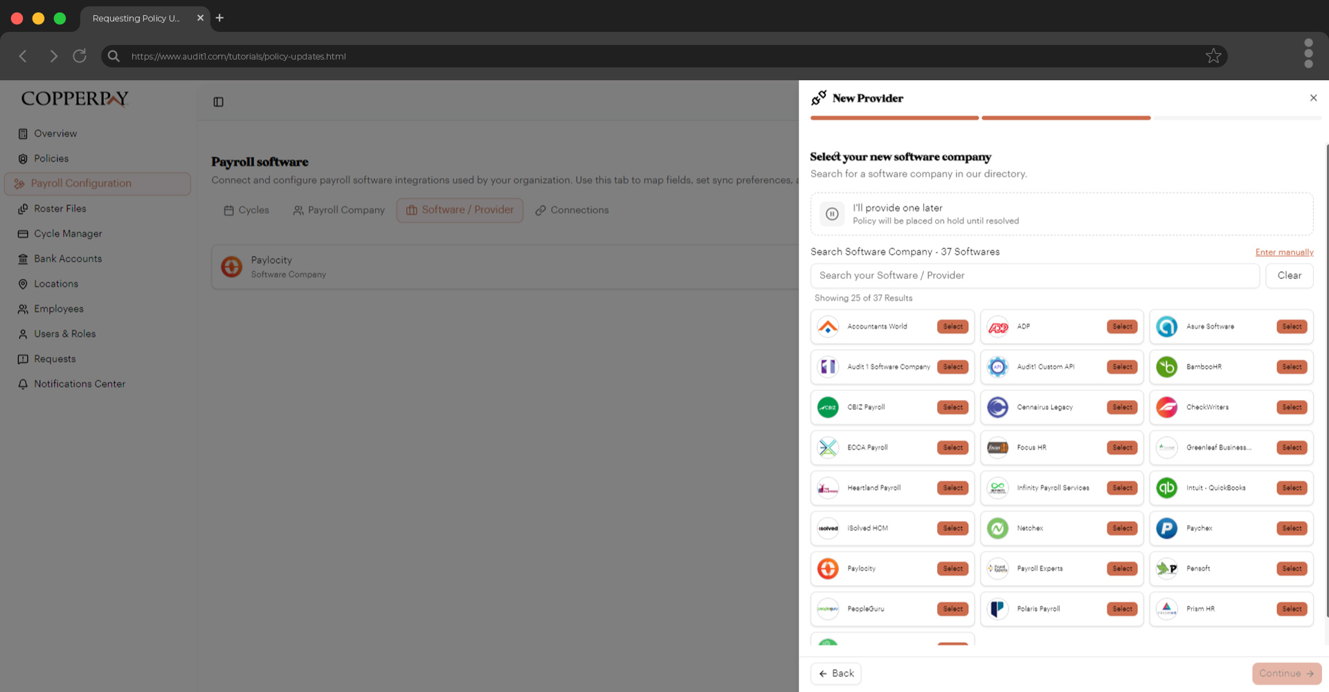 Provider directory grid